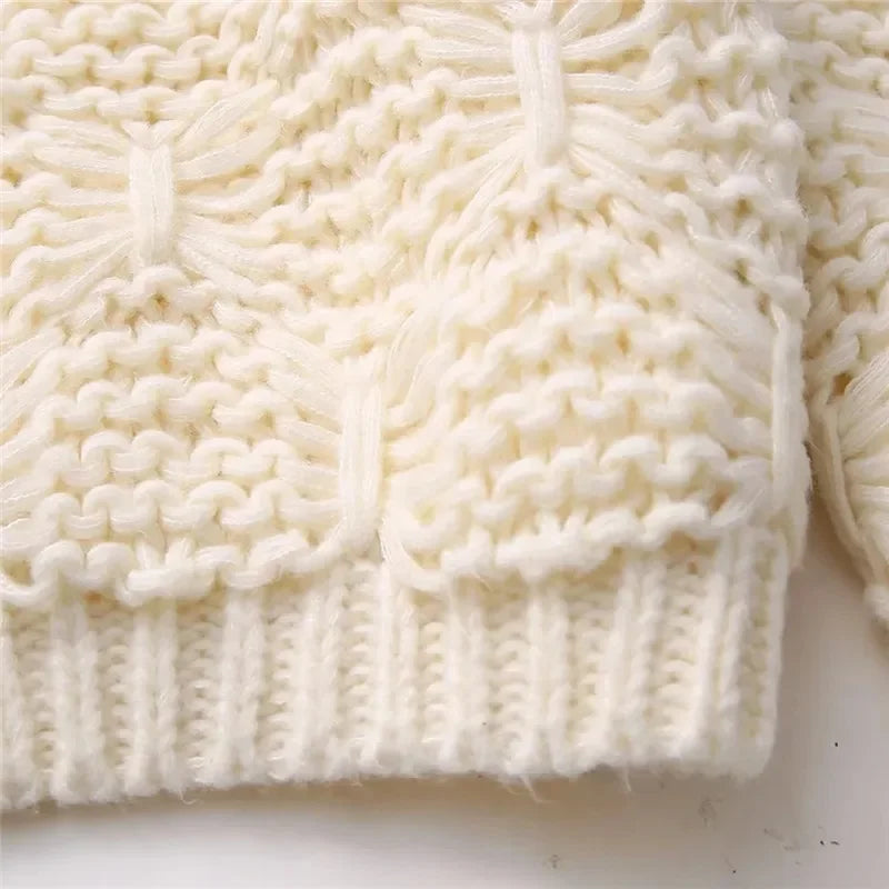 Beige Knitted Sweater Woman Winter  Cropped Sweaters For Women O-Neck Pullovers Woman Jumper Autumn Short Sweaters