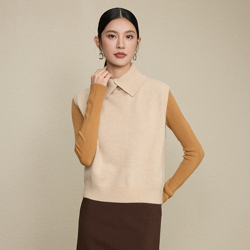 Collar standing collar vest woman