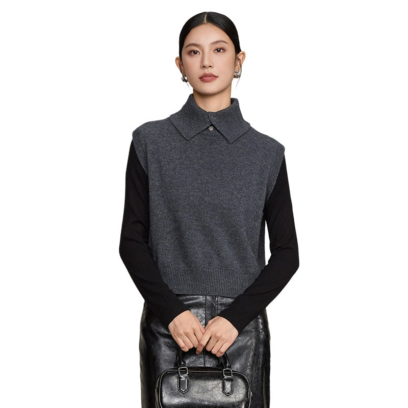 Collar standing collar vest woman