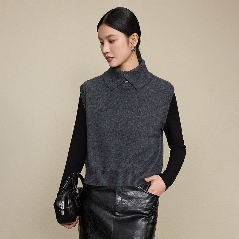 Collar standing collar vest woman