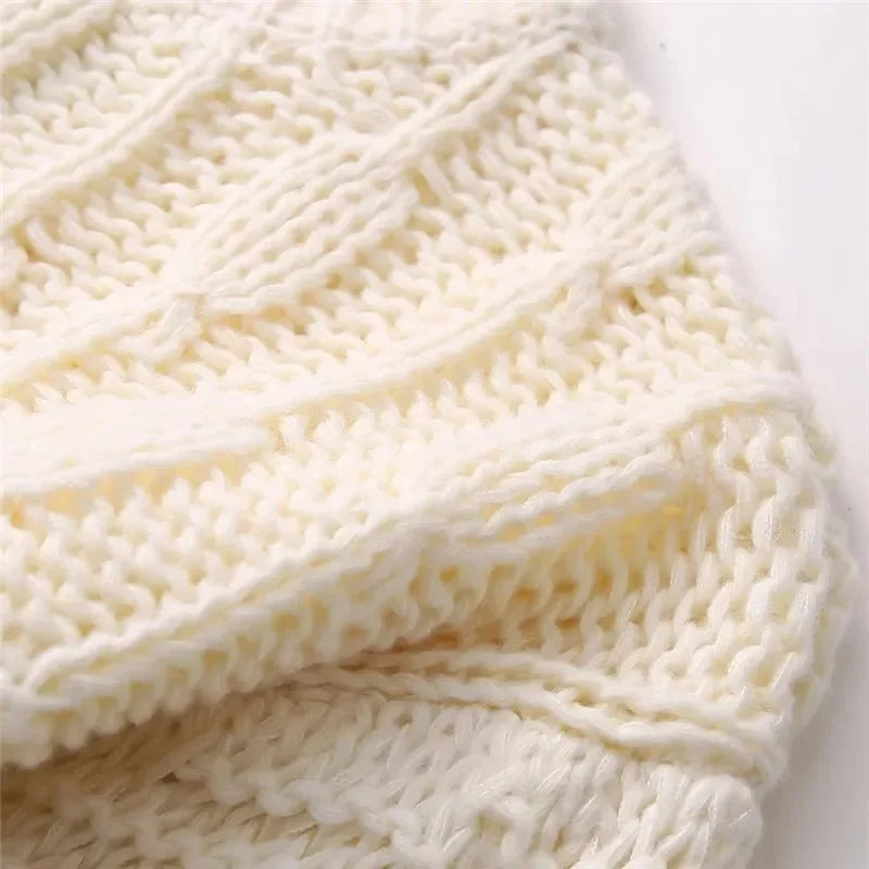 Beige Knitted Sweater Woman Winter  Cropped Sweaters For Women O-Neck Pullovers Woman Jumper Autumn Short Sweaters