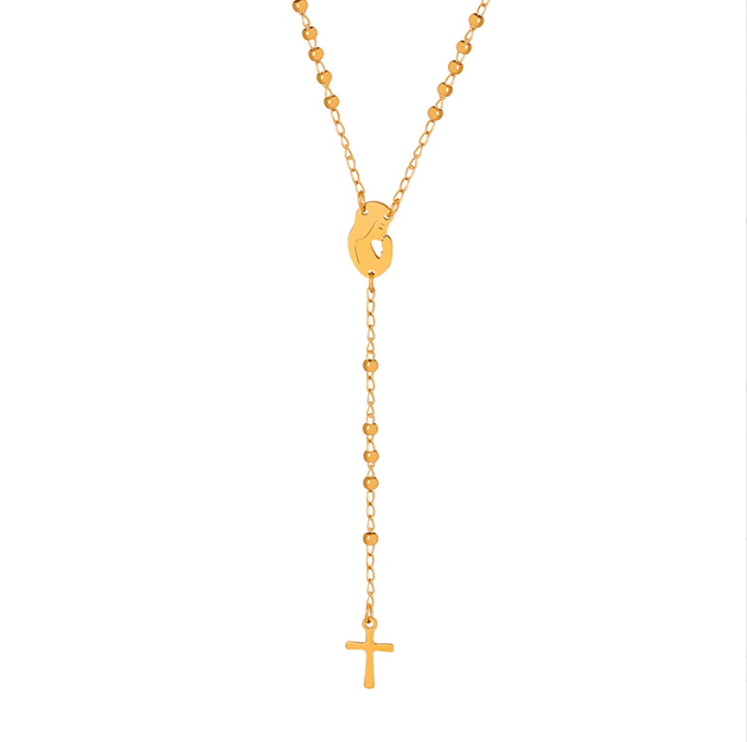 Cross Woman Tassel Pendant Mid Length Necklace