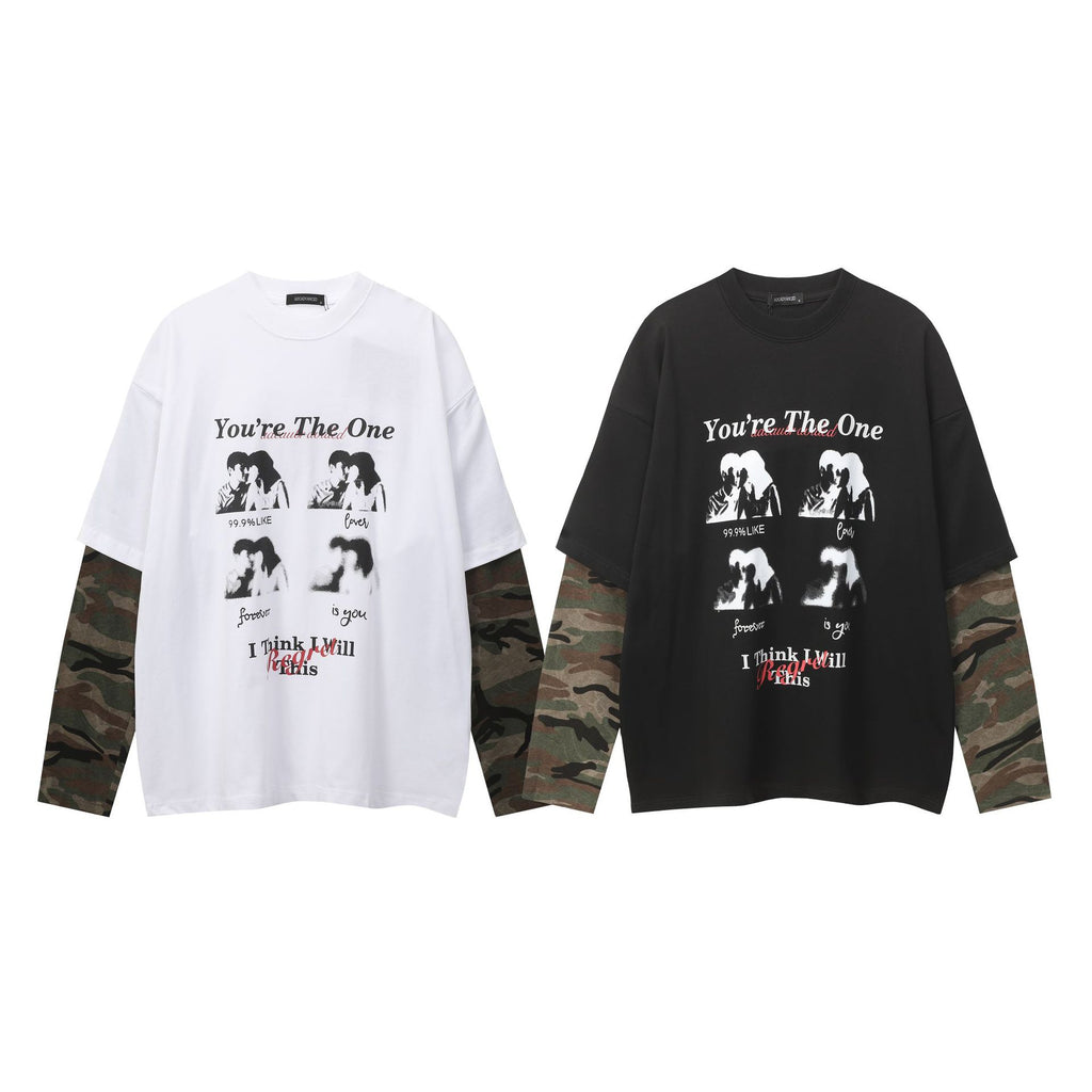 Camouflage fake two hoodies