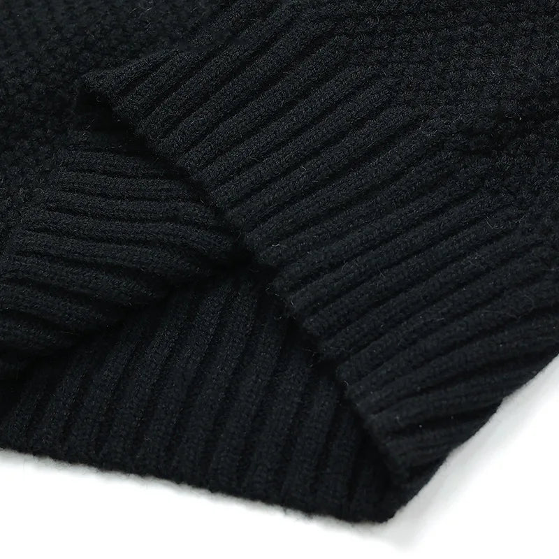 Stella Star Sweater Black & White Colorblock Pentagram Knit Pullover Long Sleeve Knitwear Jumpers Autumn/Winter Woman Clothing