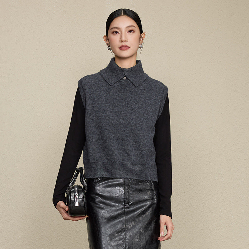 Collar standing collar vest woman