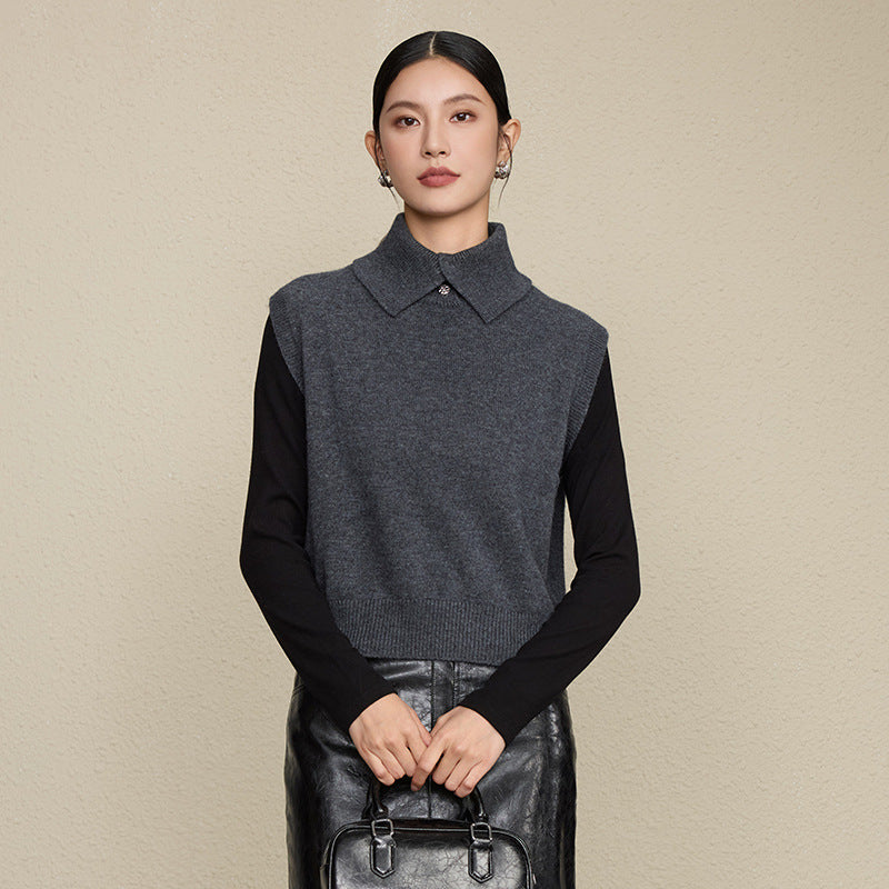 Collar standing collar vest woman